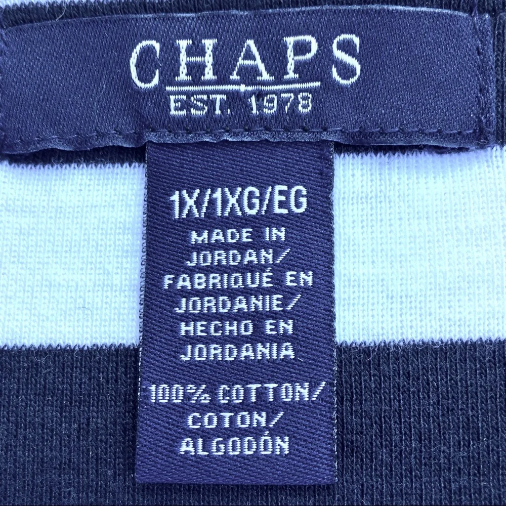 CHAPS NAVY and WHITE STRIPED BOATNECK TEE SHIRT